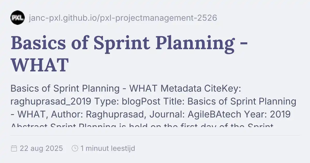 Basics of Sprint Planning - WHAT